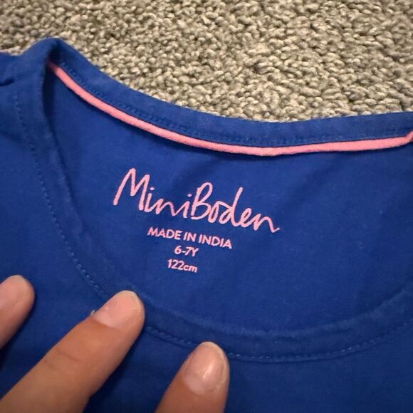 Mini Boden Blue Soccer Rainbow Appliqué Shirt Sz 6-7 - Picture 4 of 4